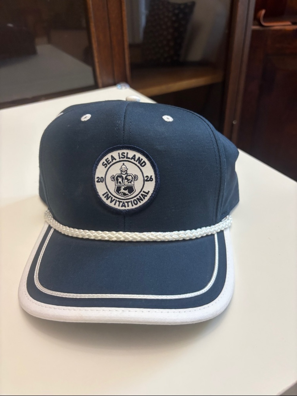 American Needle Navy and White Rope-Trim Cap